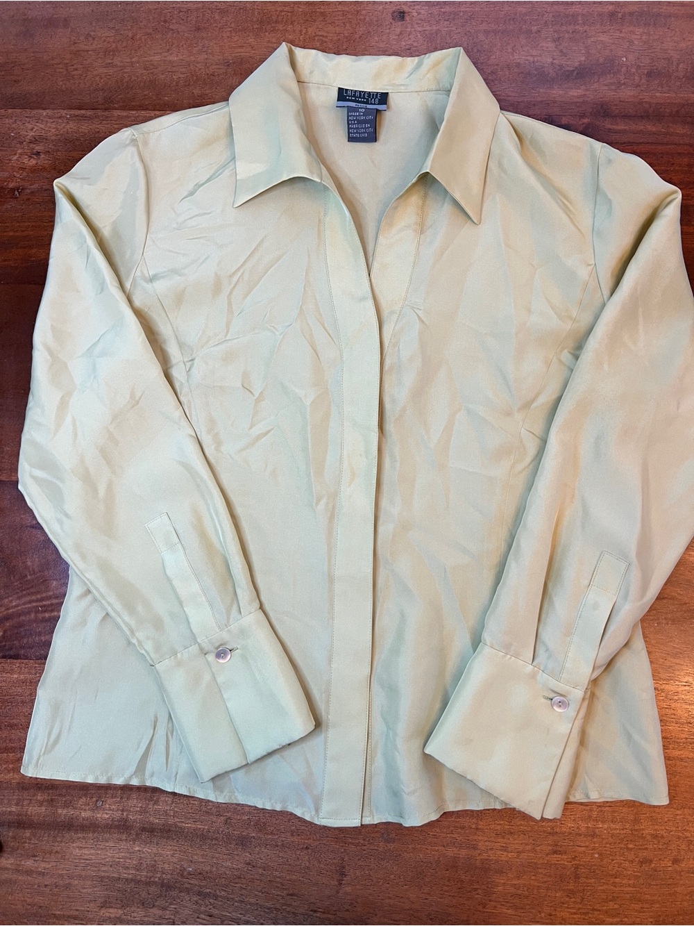 Lafayette 148 New York Women’s 100% silk Button Up Collared Petite 10
